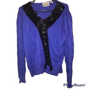ANYTIME Glitz vintage sequin silk angora rabbit hair blend sweater